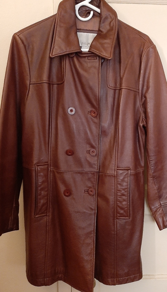 Leather peacoat